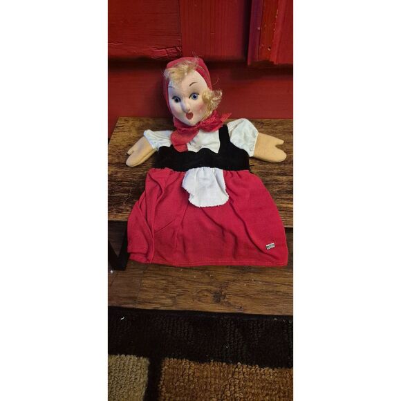 Vintage 60's Tag Kersa Hand Puppet Red Riding Hood (?) Blonde Blue Eye Mint Cond - Picture 2 of 5